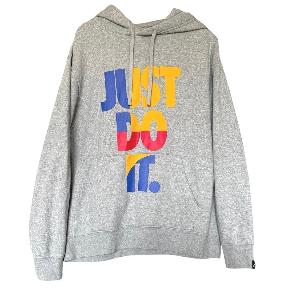 Nike Sportswear Just Do It Pullover Hoodie Mens Size XL Grey Heather